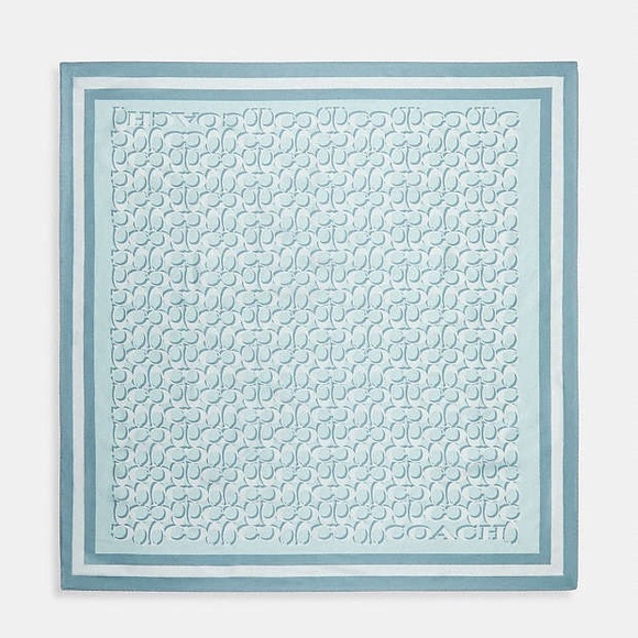✨Coach Signature Print Silk Square Scarf – Light Blue Style No. C8362✨ - Picture 1 of 2